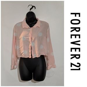Forever 21 Cropped Longsleeve Button Down Blouse